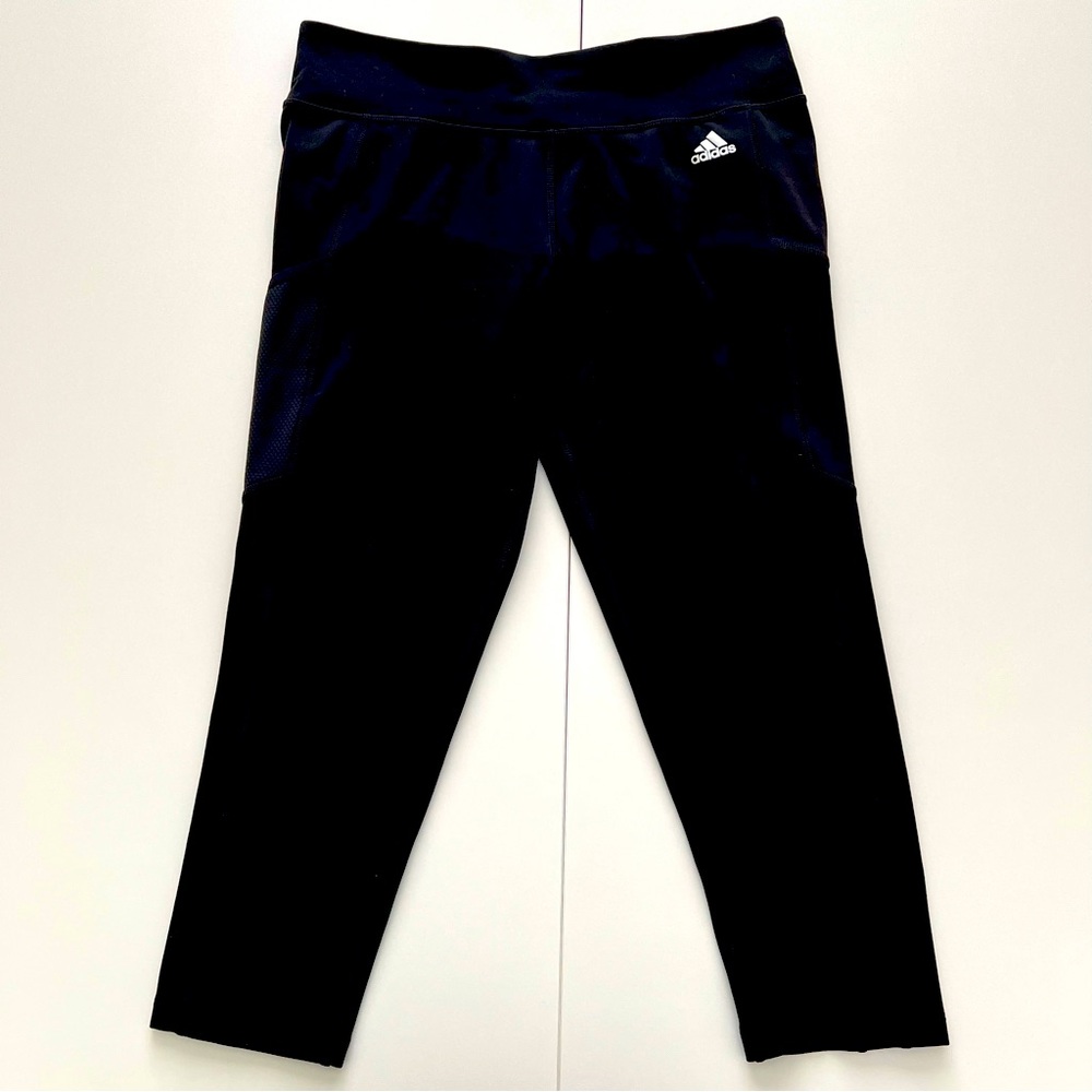 Adidas Black Capri Leggings Climalite With Side Pocket Size Large